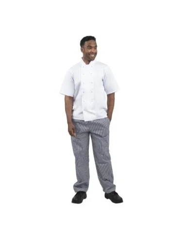 Pantalon de cuisine mixte Whites Vegas petits carreaux bleus et blancs L