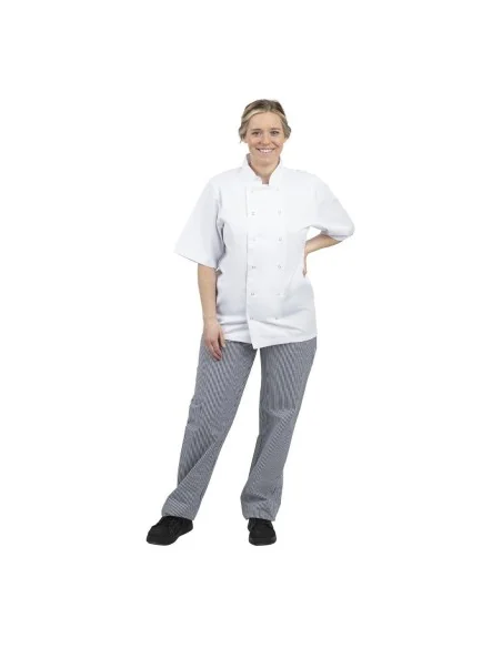 Pantalon de cuisine mixte Whites Vegas petits carreaux bleus et blancs L