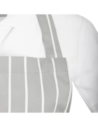 Tablier bavette rayé gris et blanc Whites