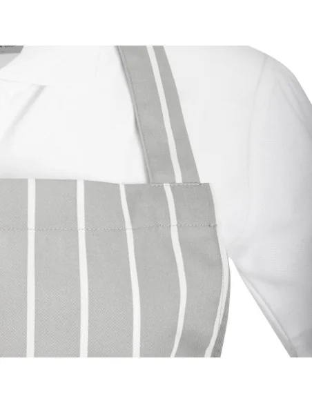 Tablier bavette rayé gris et blanc Whites