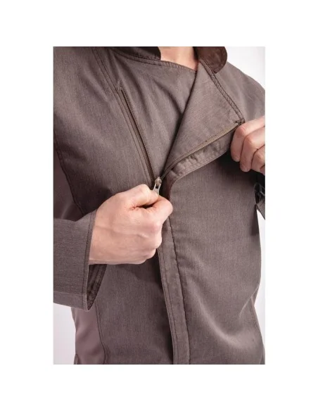 Veste de cuisine mixte légère à fermeture éclair Hartford Chef Works Urban gris graphite M