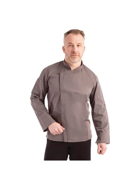 Veste de cuisine mixte légère à fermeture éclair Hartford Chef Works Urban gris graphite M