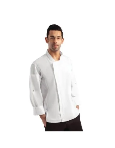 Veste de cuisine mixte légère à fermeture éclair Hartford Chef Works Urban blanche XS