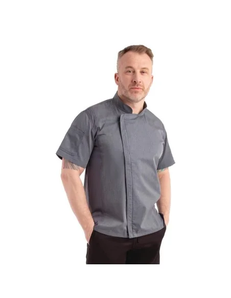 Veste de cuisine mixte légère manches courtes à fermeture éclair Springfield Chef Works Urban bleu encre XS