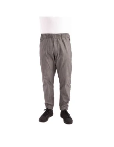 Pantalon de cuisine Works Urban Jogger 257 à fines rayures noires et blanches L