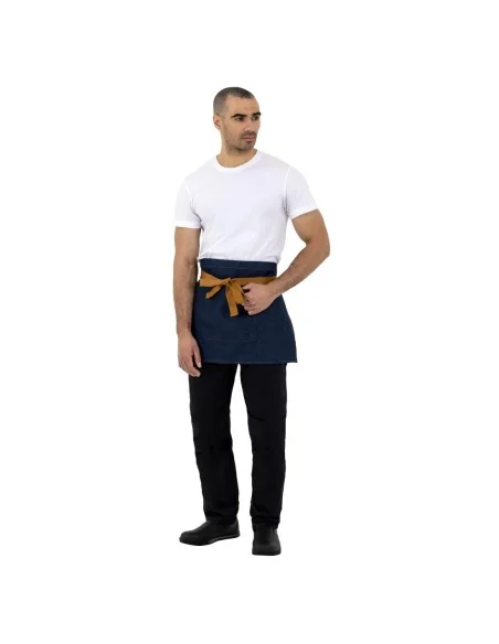 Tablier serveur Southside denim bleu et ceinture ocre