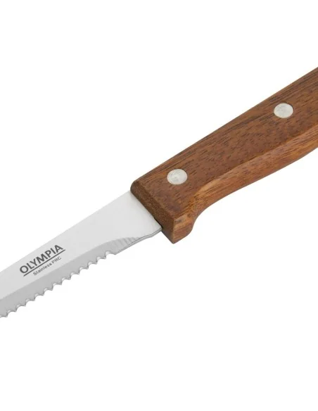 Couteaux à viande Olympia manche en bois (Lot de 12)