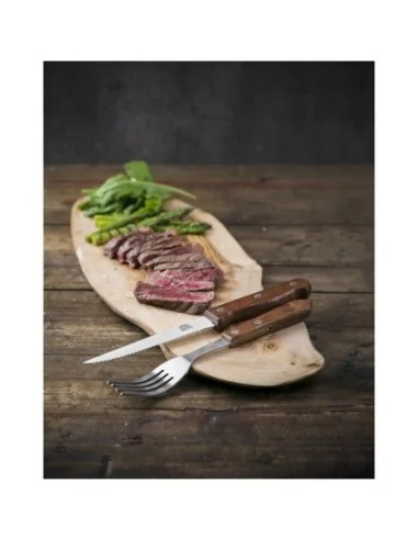 Couteaux à viande Olympia manche en bois (Lot de 12)