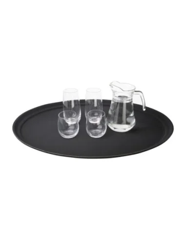 Plateau ovale antidérapant en polypropylène noir Olympia Kristallon 685mm