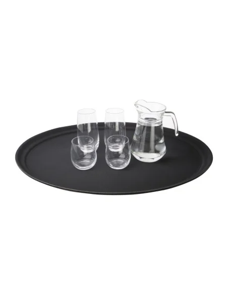 Plateau ovale antidérapant en polypropylène noir Olympia Kristallon 685mm