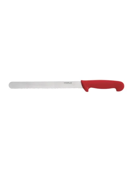 Couteau à trancher denté Hygiplas rouge 255mm