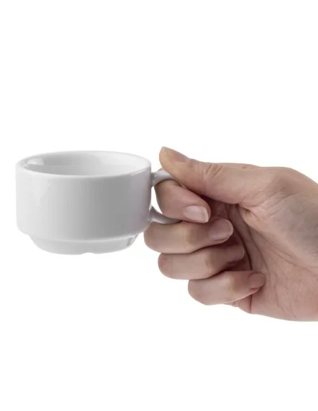 Tasses à espresso empilables Olympia Whiteware 85ml (lot de 12)