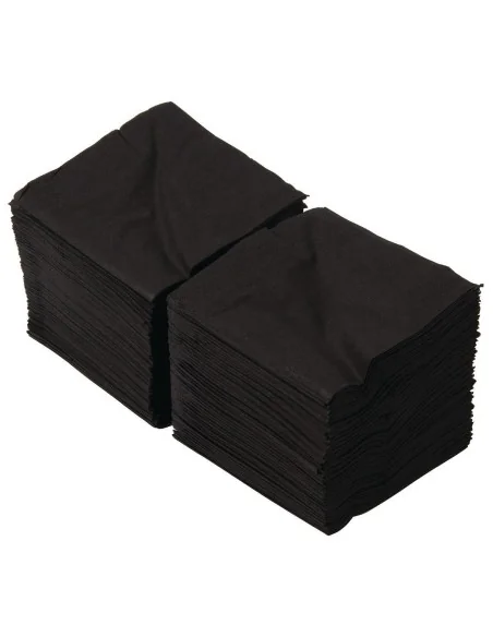 Serviettes cocktail noires 250mm (Lot de 2000)
