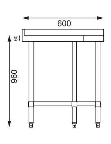 Table d'angle inox Vogue 600mm