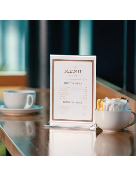 Porte-menu vertical en acrylique Olympia A5