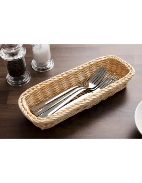 Panier rectangulaire à couverts en rotin polypropylène APS