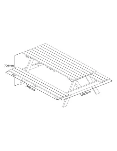 Table pique-nique en bois 1,5m