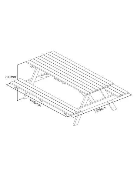 Table pique-nique en bois 1,5m