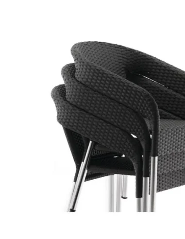 Fauteuils enveloppants bistro en rotin PE anthracite Bolero (lot de 4)