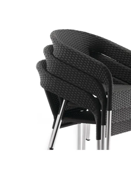 Fauteuils enveloppants bistro en rotin PE anthracite Bolero (lot de 4)