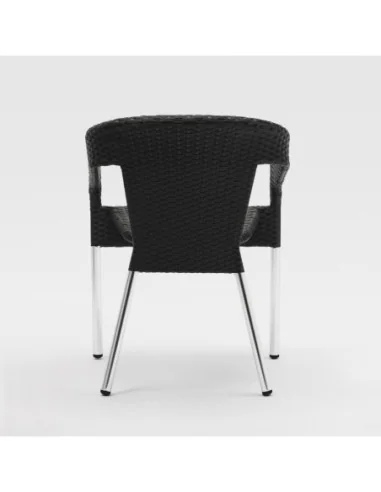 Fauteuils enveloppants bistro en rotin PE anthracite Bolero (lot de 4)