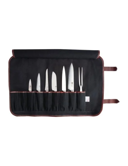 Trousse à couteaux en toile Boldric noire 9 emplacements