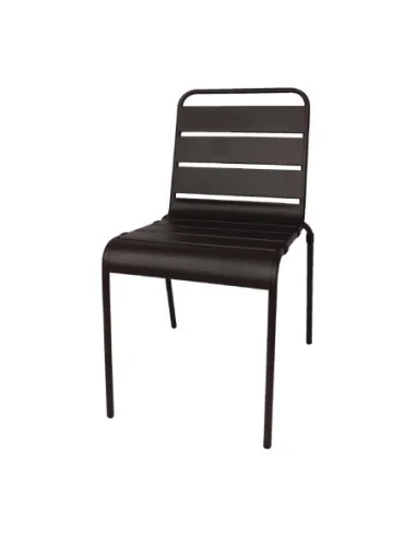 Chaise à lattes en acier Bolero noire lot de 4