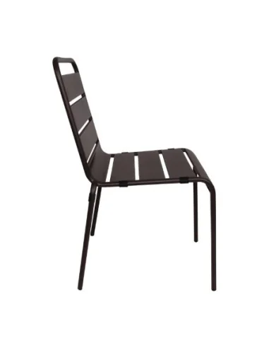 Chaise à lattes en acier Bolero noire lot de 4