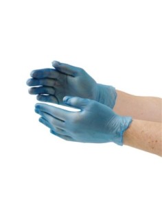 Gants alimentaires en vinyle poudré Hygiplas bleus XL 2