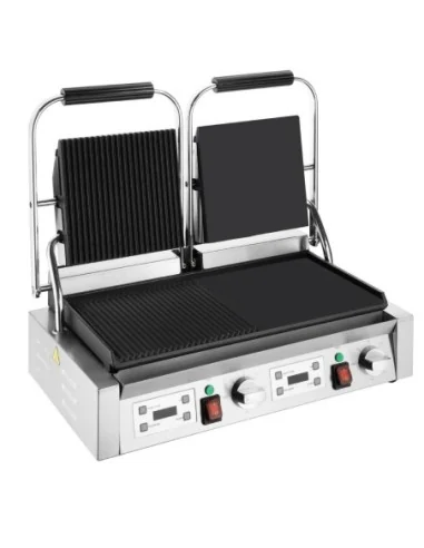 Gril de contact double Buffalo plaques plates et rainurées