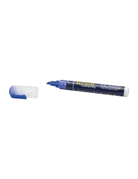 Marqueur craie waterproof Securit (verre+ ardoise) pointe 2-6mm bleu