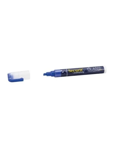 Marqueur craie waterproof Securit (verre+ ardoise) pointe 2-6mm bleu