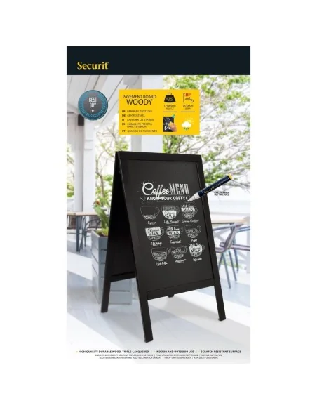 Grand panneau de trottoir Duplo Securit noir