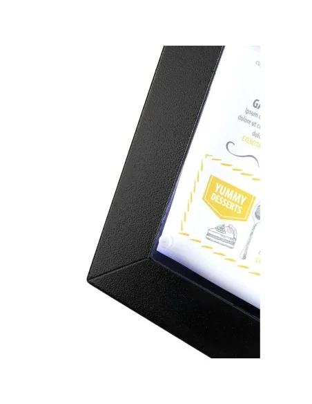 Porte-menu mural à LED blanches en acier noir Securit 8xA4