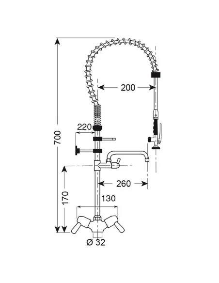 Douchette avec puisage petit modèle monotrou à col de cygne Gastro M