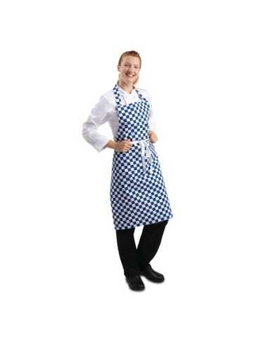 Tablier bavette Whites carreaux bleus et blancs