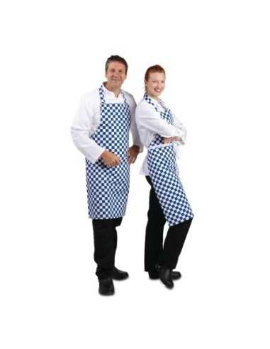 Tablier bavette Whites carreaux bleus et blancs