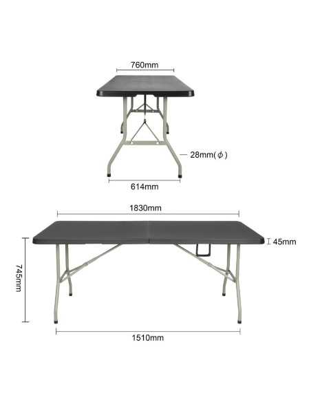 Table pliable au centre Bolero noire 1829mm