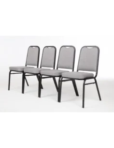 Chaise de banquet avec dossier carré et tissu gris Bolero lot de 4 2
