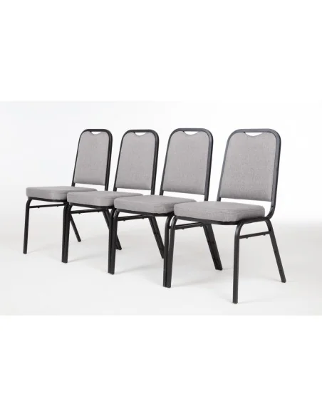 Chaise de banquet avec dossier carré et tissu gris Bolero lot de 4