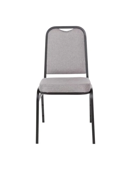 Chaise de banquet avec dossier carré et tissu gris Bolero lot de 4