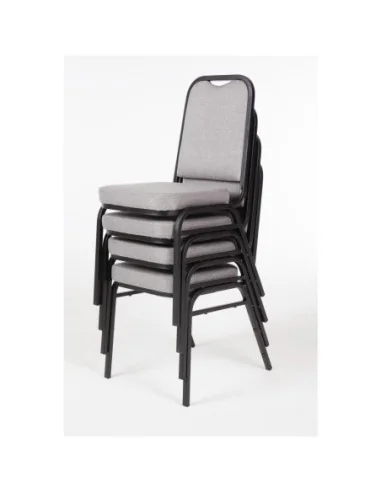 Chaise de banquet avec dossier carré et tissu gris Bolero lot de 4