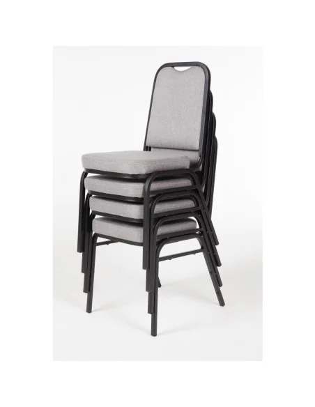 Chaise de banquet avec dossier carré et tissu gris Bolero lot de 4