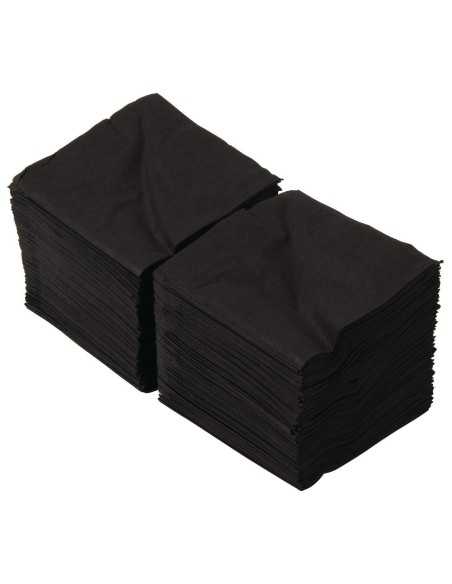 Serviettes cocktail noires 250mm (Lot de 2000)