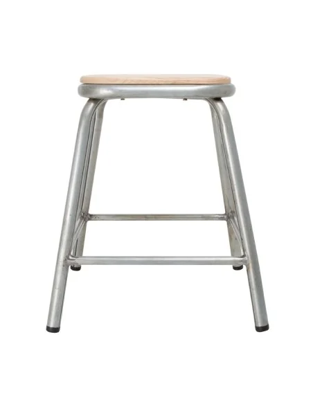 Tabouret bas en acier galvanisé avec assise en bois Bolero Cantina (lot de 4)