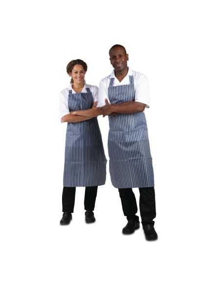 Tablier bavette déperlant Whites bleu et blanc