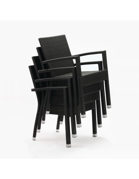 Fauteuils en rotin PE Bolero anthracite (Lot de 4)