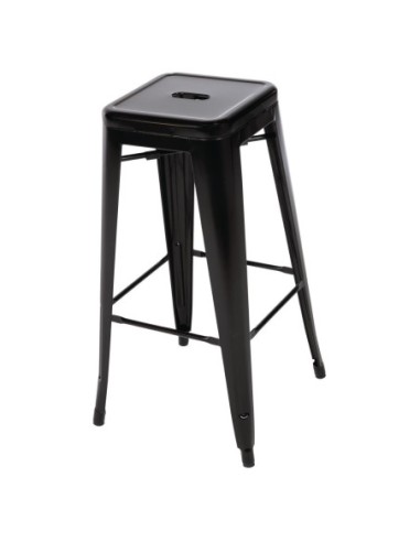 Tabourets hauts en acier galvanisé Bolero Bistro noirs (lot de 4)