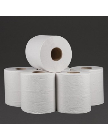 Bobines blanches 2 plis à dévidage central Jantex (lot de 6)