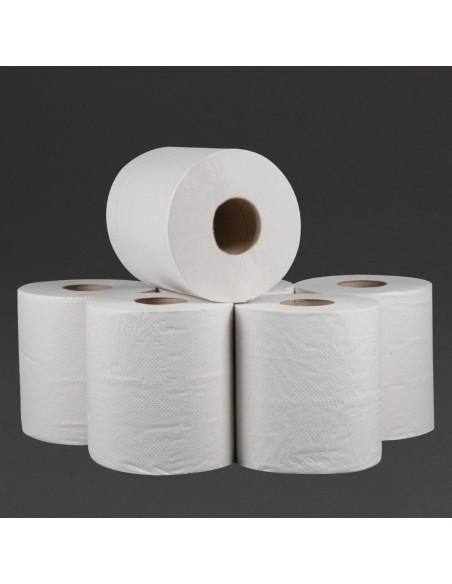 Bobines blanches 2 plis à dévidage central Jantex (lot de 6)